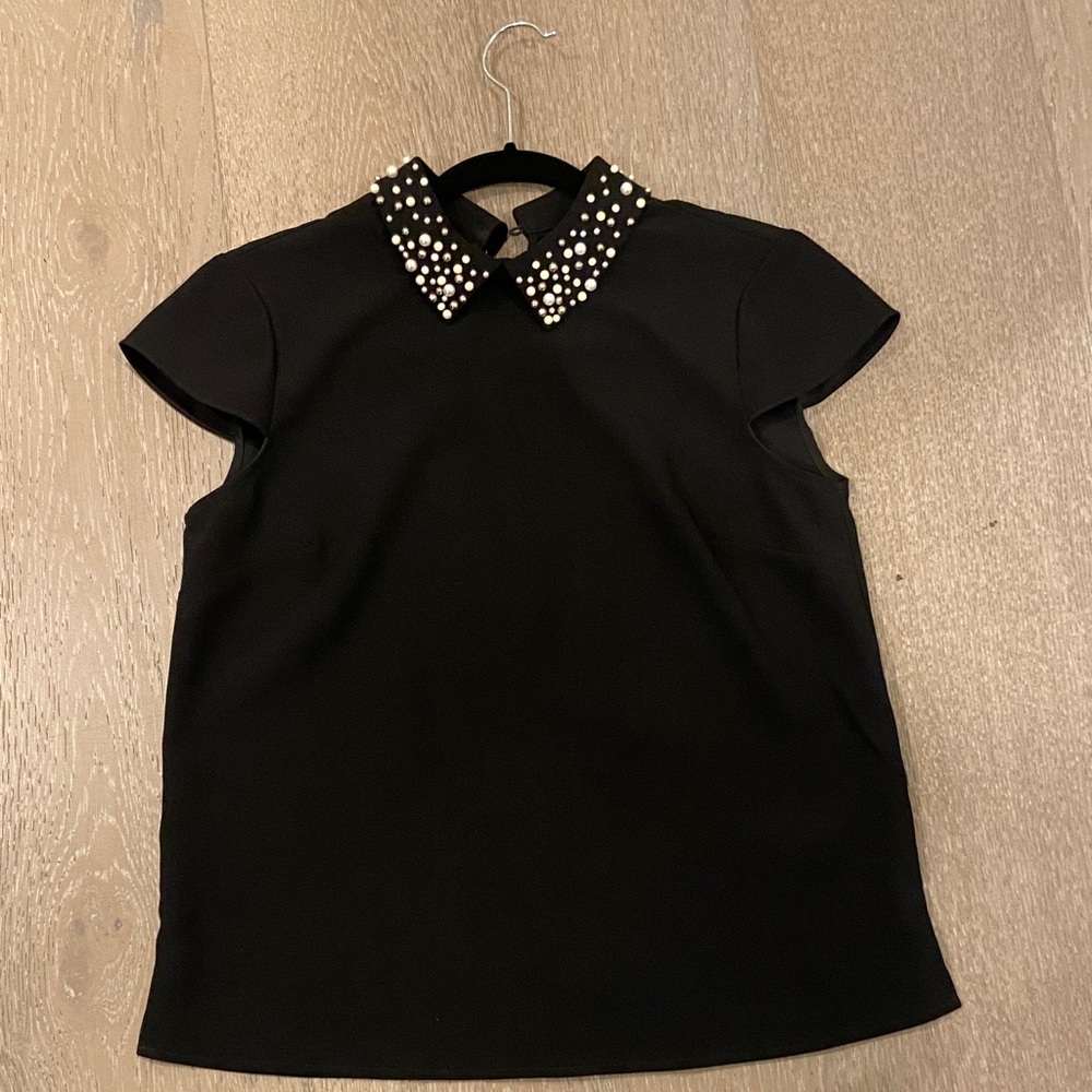 Ted Baker London Black Top with Studded Collar
